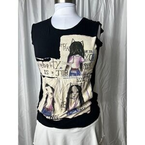 Rare Zara Basic Black Graphic Muscle Tank Top Celebrity Is A Job Print Medium